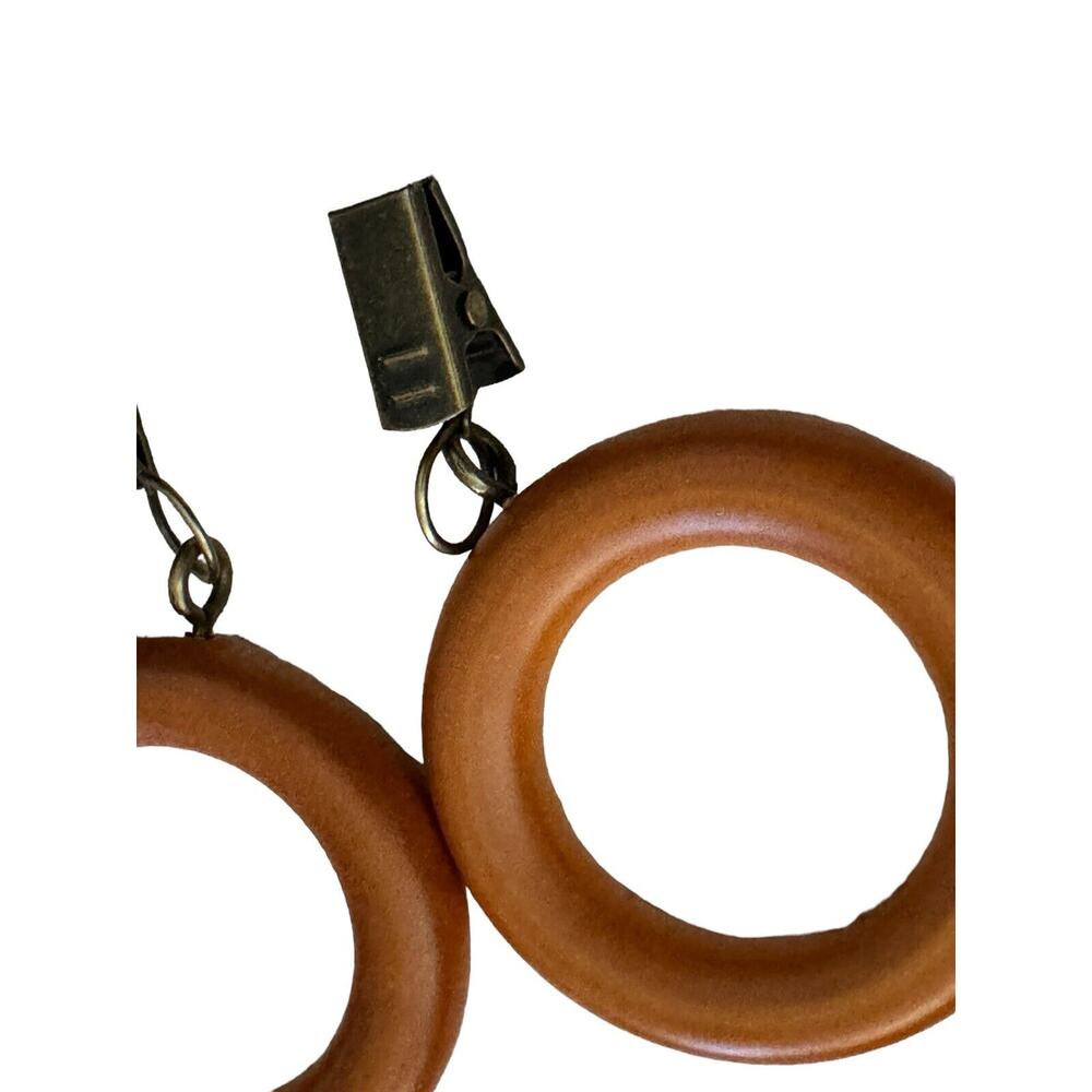 12 Solid Wood Curtain Drapery Rings 2" Pole Outside Brown Maple Natural